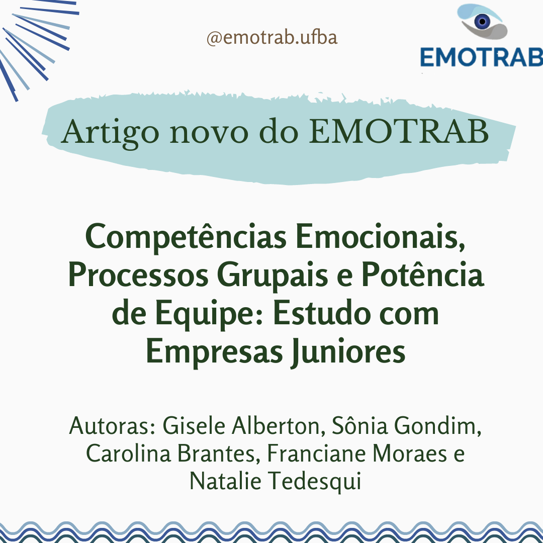 Imagem da notícia : Novo artigo EMOTRAB: Competências Emocionais, Processos Grupais e Potência de Equipe: Estudo com Empresas Juniores